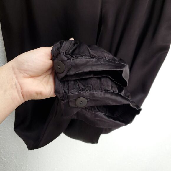 NWT NATION LTD Chocolate Brown Satin Camden Snap Pullon Cuff Pants - Picture 8 of 10